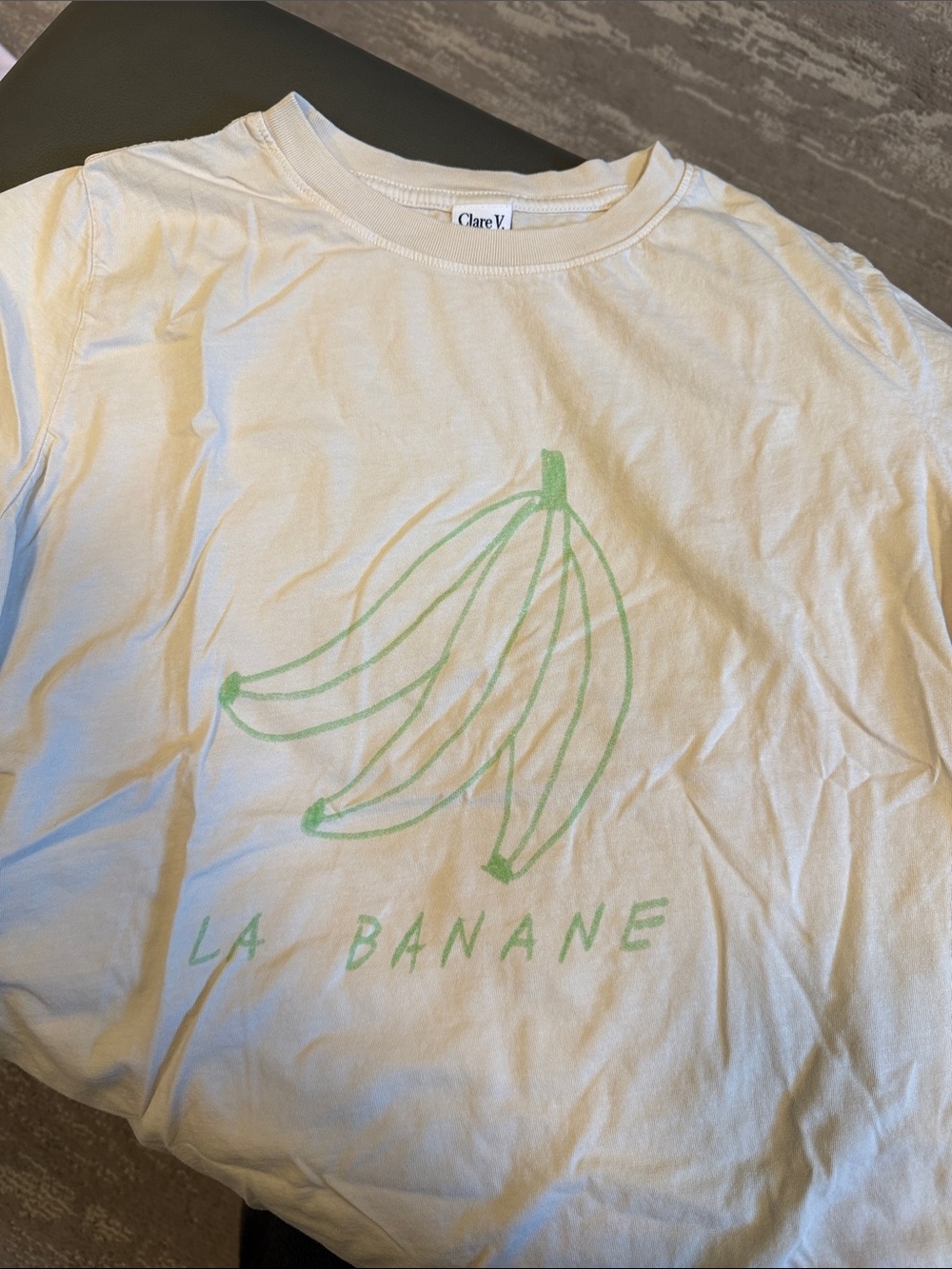 Clare V Kids White Tee with Light Green Banana Graphic